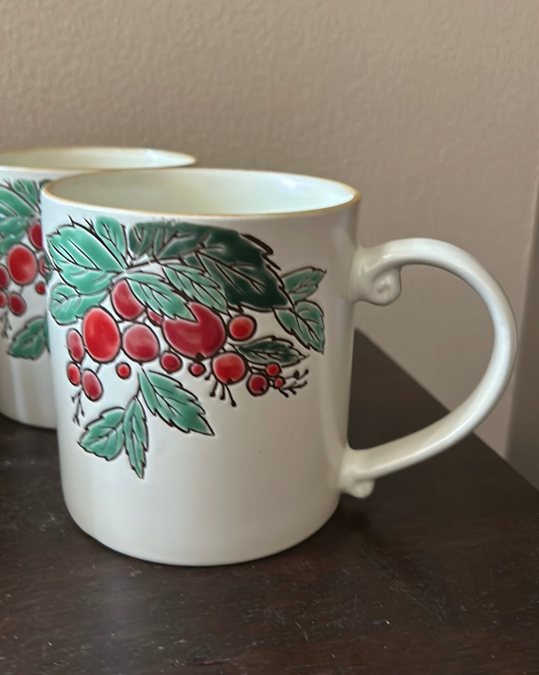 Set Of 6 Eli & Ana Christmas Stoneware Coffee Mug New Holly Berry New