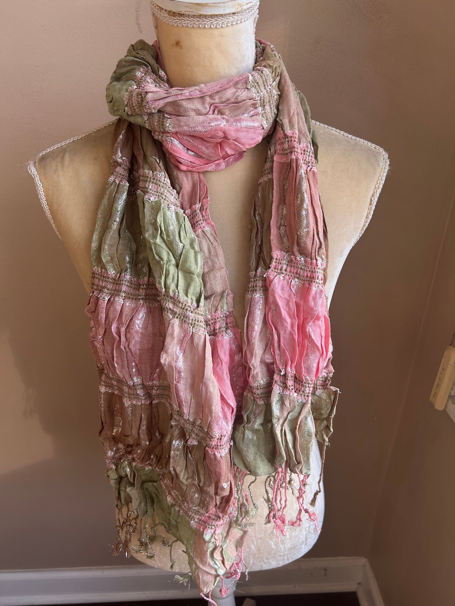 BDG Women’s Scarf New Multicolor  Lace Accents Fringed 5001-3100