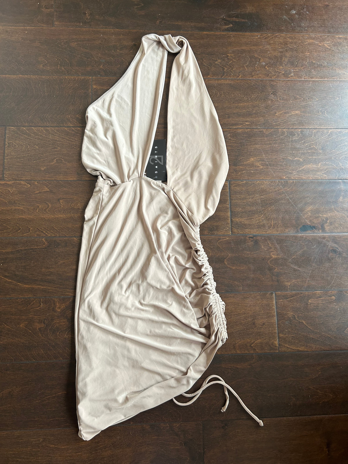 Saints Womens Sz XS New Beige Mini Halter Ruched 4123