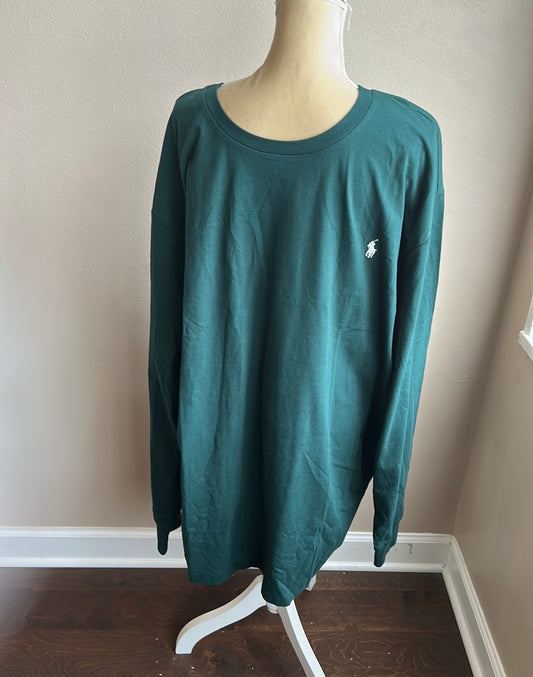 Polo Ralph Lauren Mens Green Tshirt Long Sleeve 4XLT Pony Logo In Back Cotton