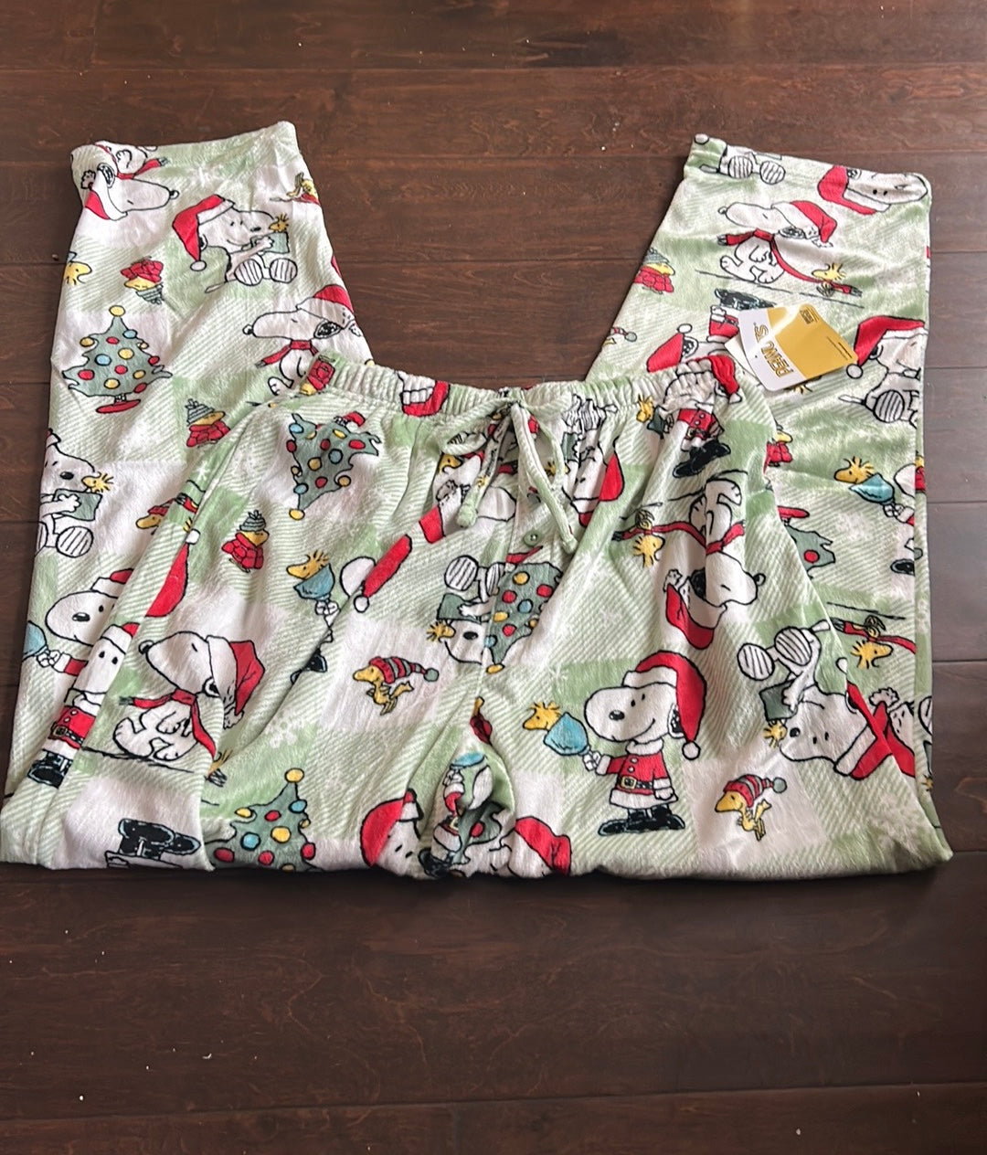 Peanuts Snoopy Mens Pajama Pants Plaid Snowflake Christmas