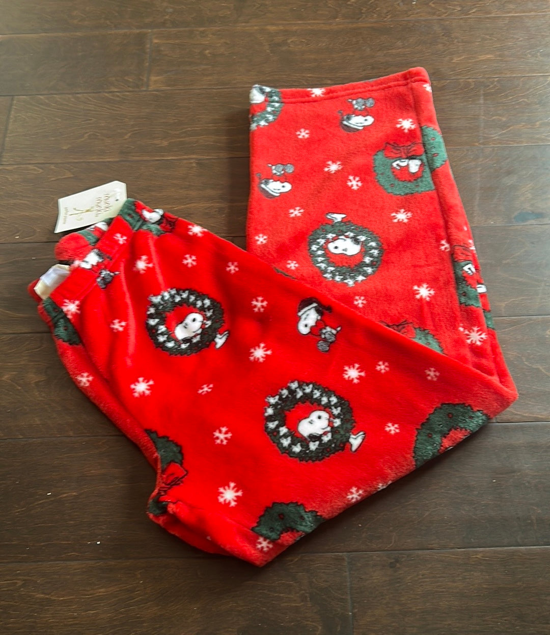 Munki Munki Womens Snoopy Pajama Pants New Red Christmas Wreath