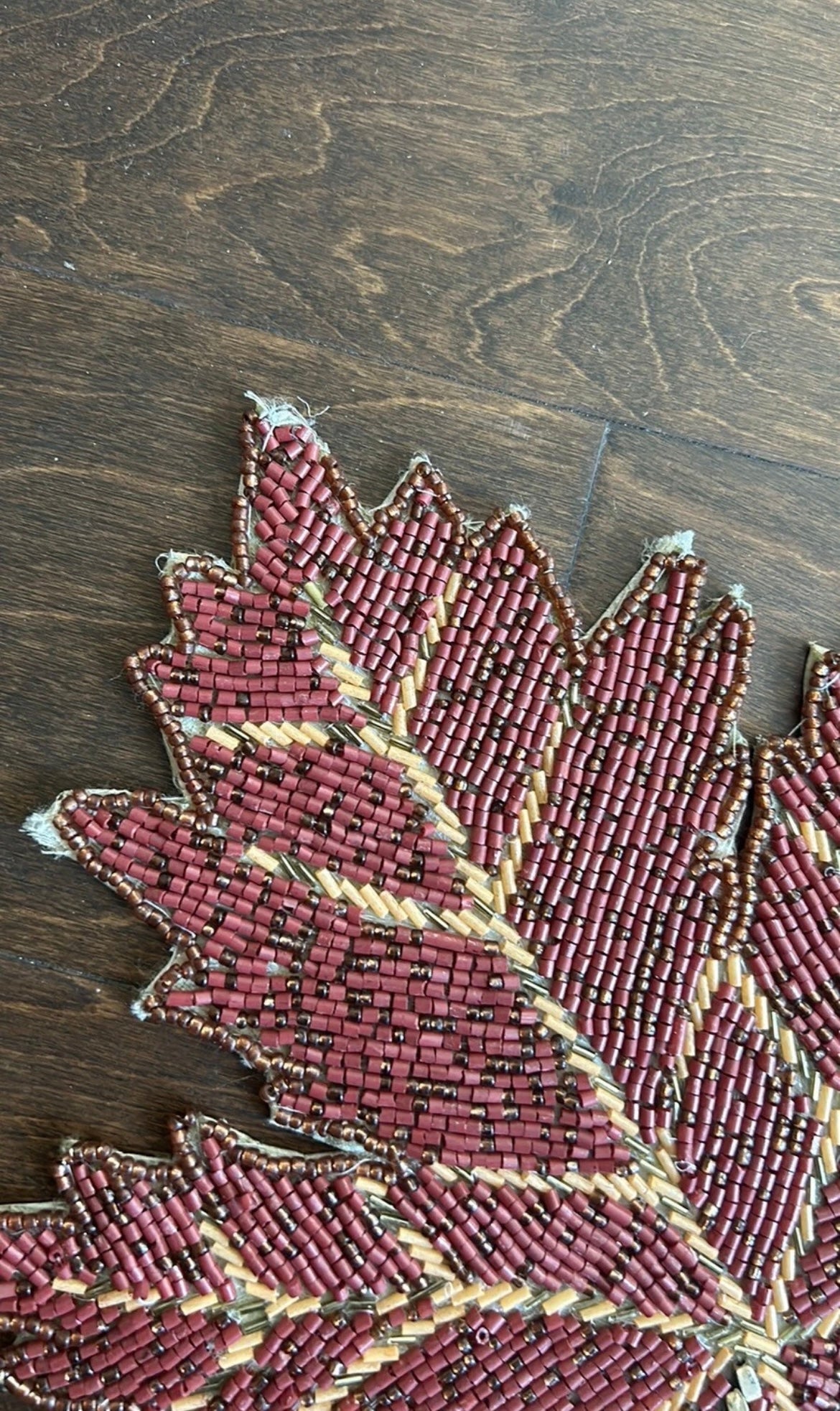 Tahari Home  Fall Beaded Table Runner Leaves  Embroidered Thanksgiving New