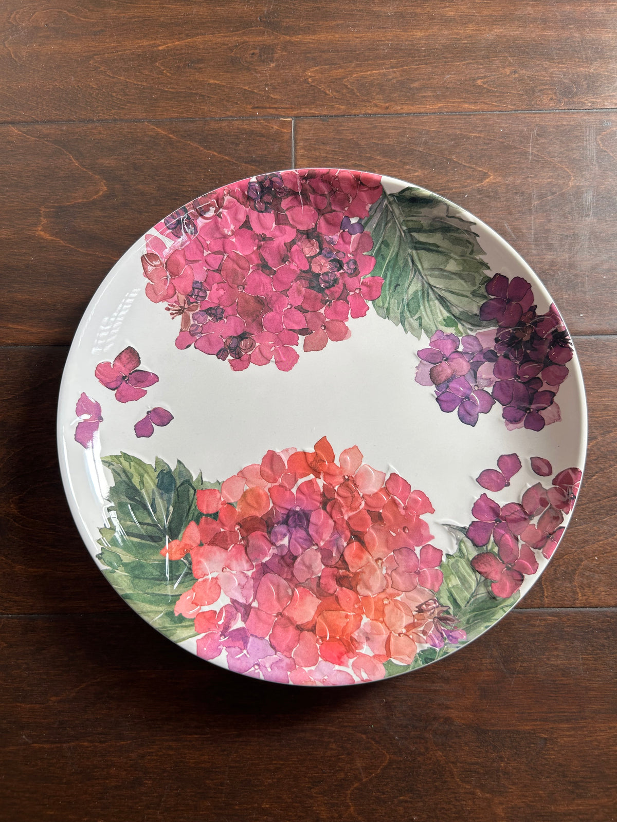 Set Of 6 Melamine Salad Plates Hydrangeas Floral New Fall Colors