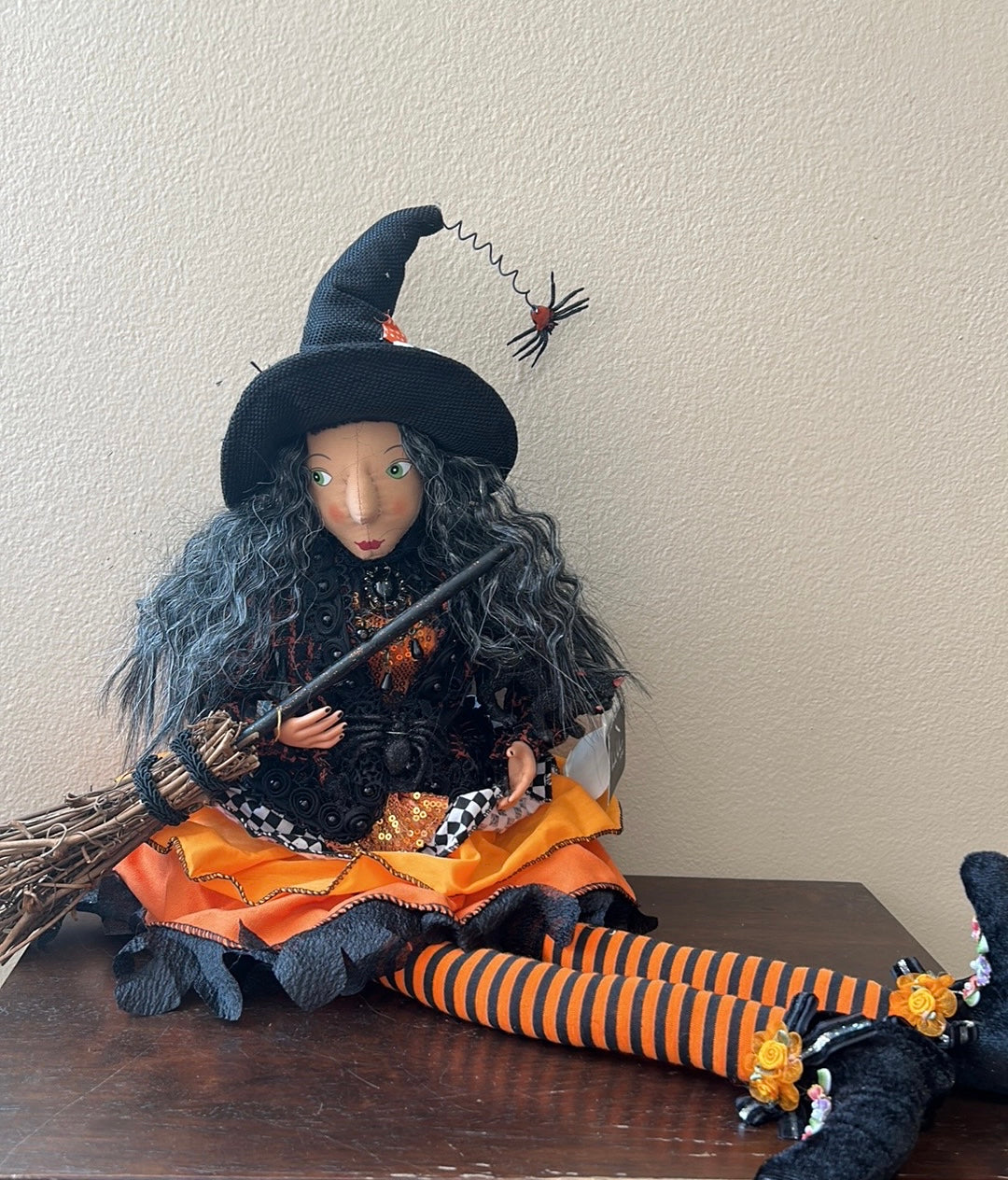 Nicole Miller Shelf Sitter Halloween Witch with Broom New