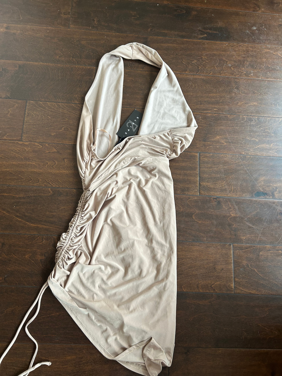 Saints Womens Sz XS New Beige Mini Halter Ruched 4123