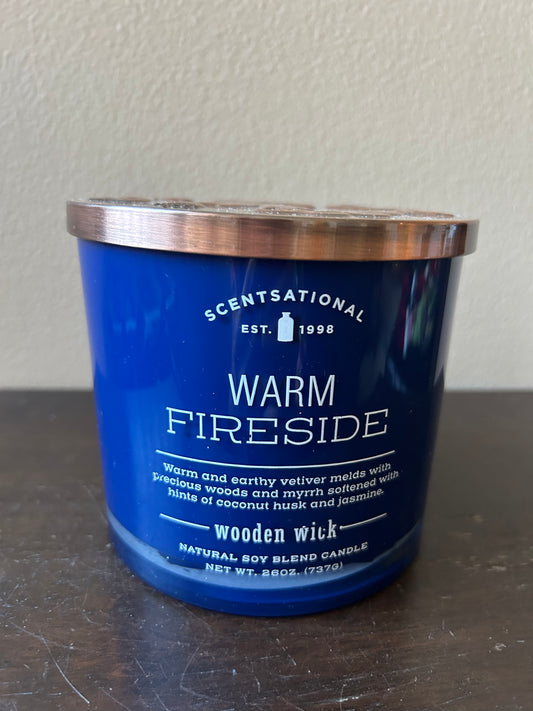 Scentsational Warm Fireside Candle Large Glass Jar 26oz Soy Blend HTF Rare