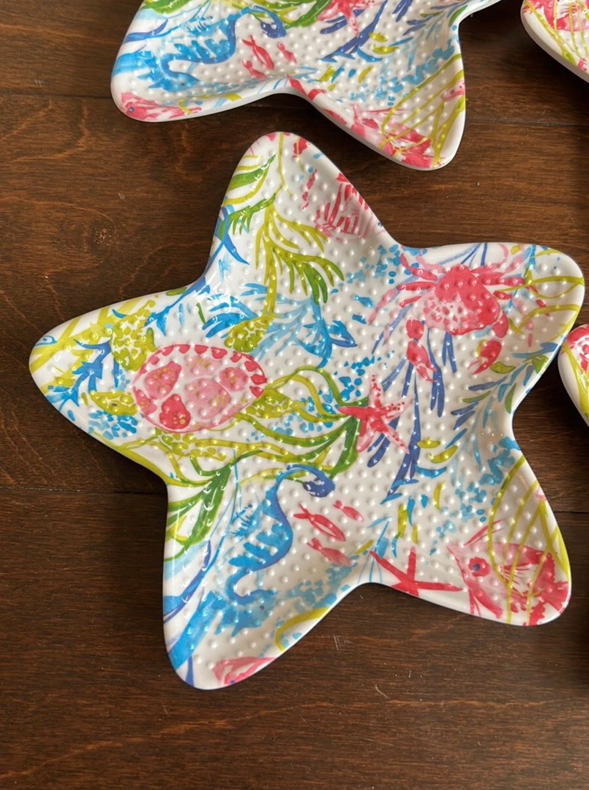Sigrid Olsen Melamine Ocean Starfish  Shaped Appetizer Tidbit Plates Set of 4