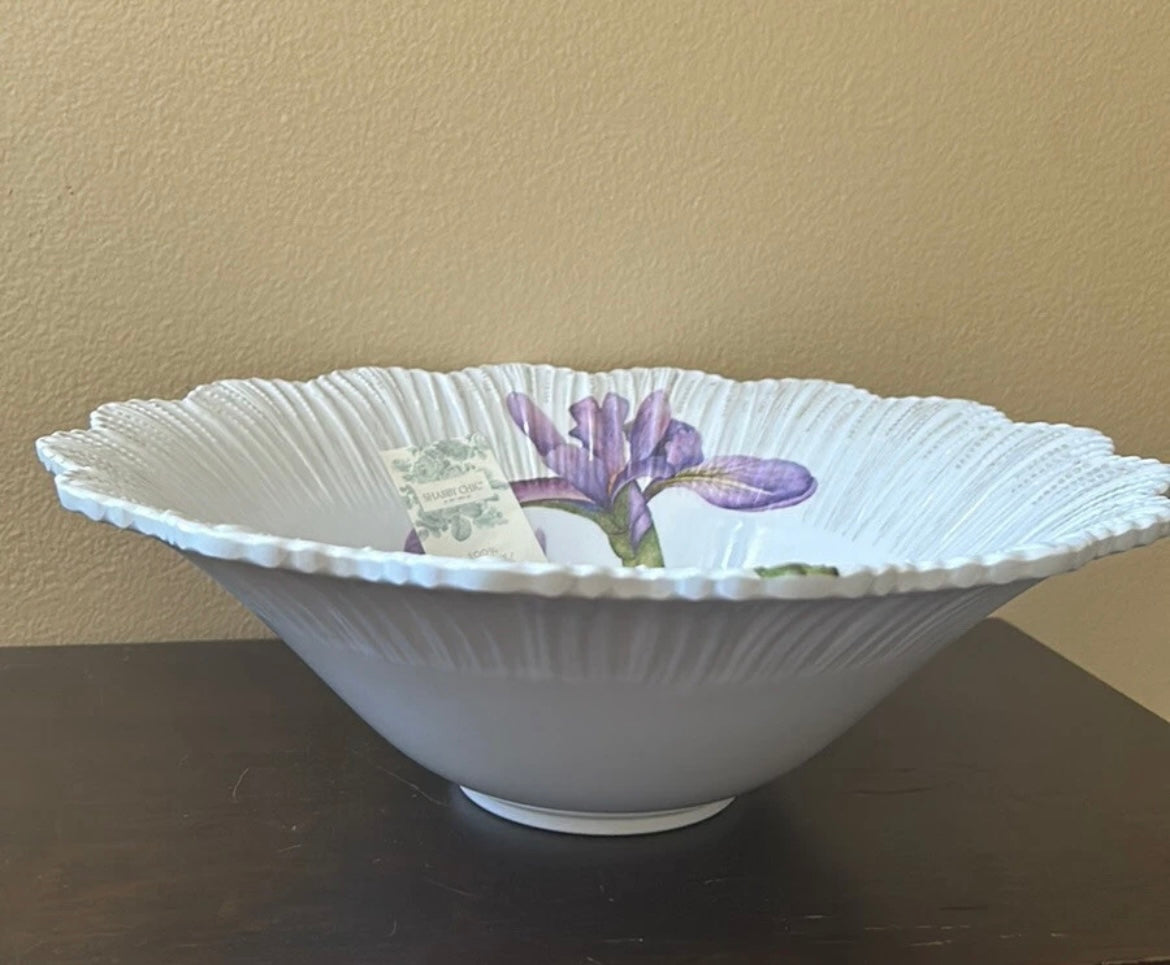Shabby Chic Melamine Serving Bowl New Purple Iris