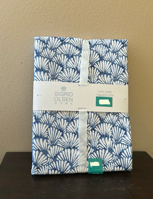 Sigrid Olsen Tablecloth Blue White Nautical Shell New