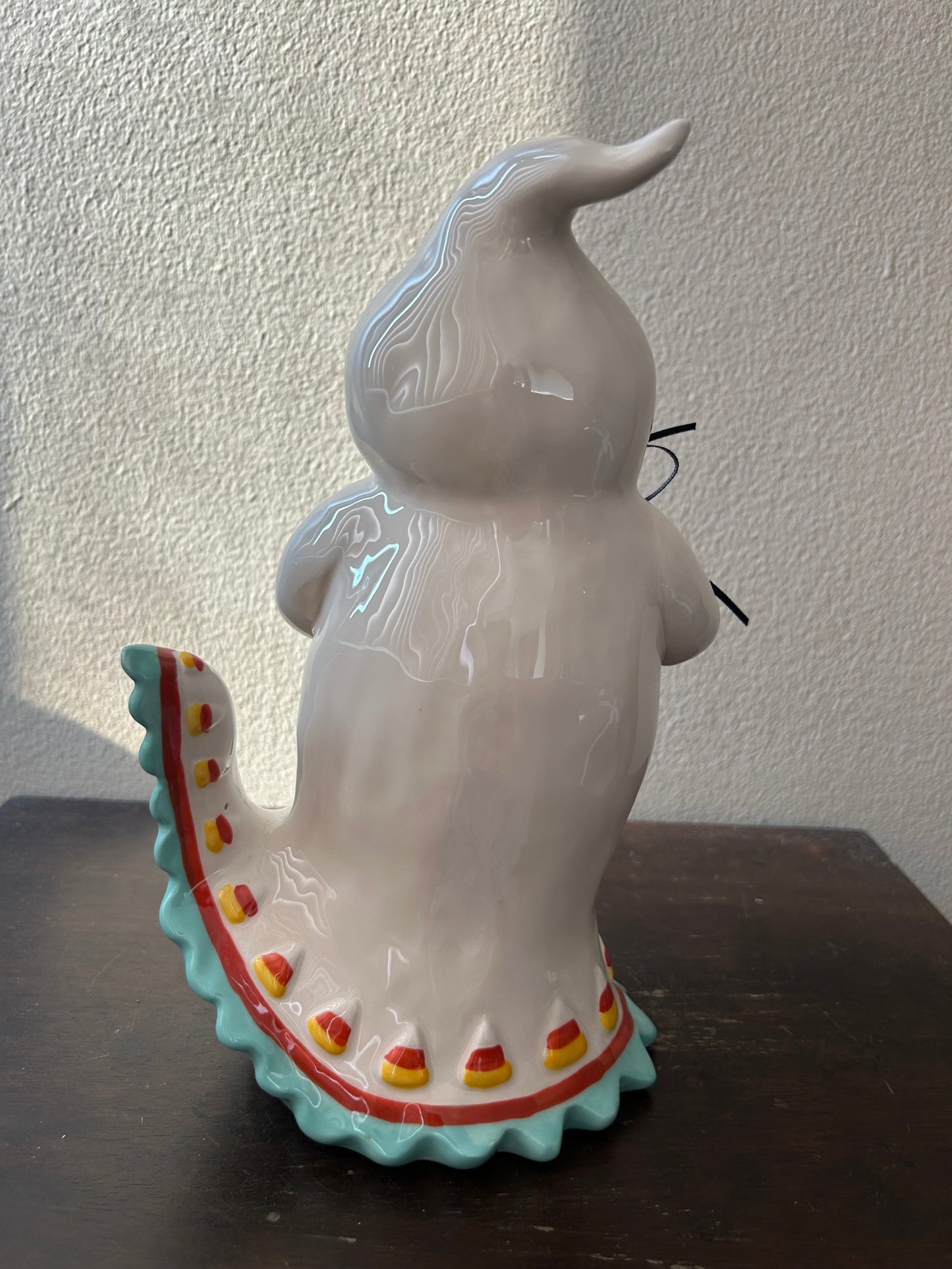 Blue Sky Clayworks Goldminc Halloween GHOST With Cat Candy Bowl New 10” Tall