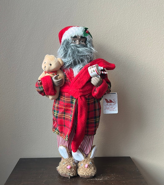 African American Santa Claus Wearing Pajamas Robe New Christmas 18”
