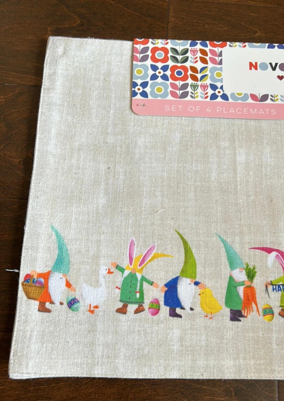 Novogratz Set Of 4 Happy Easter Gnome Placemats Chicken Duck Cotton