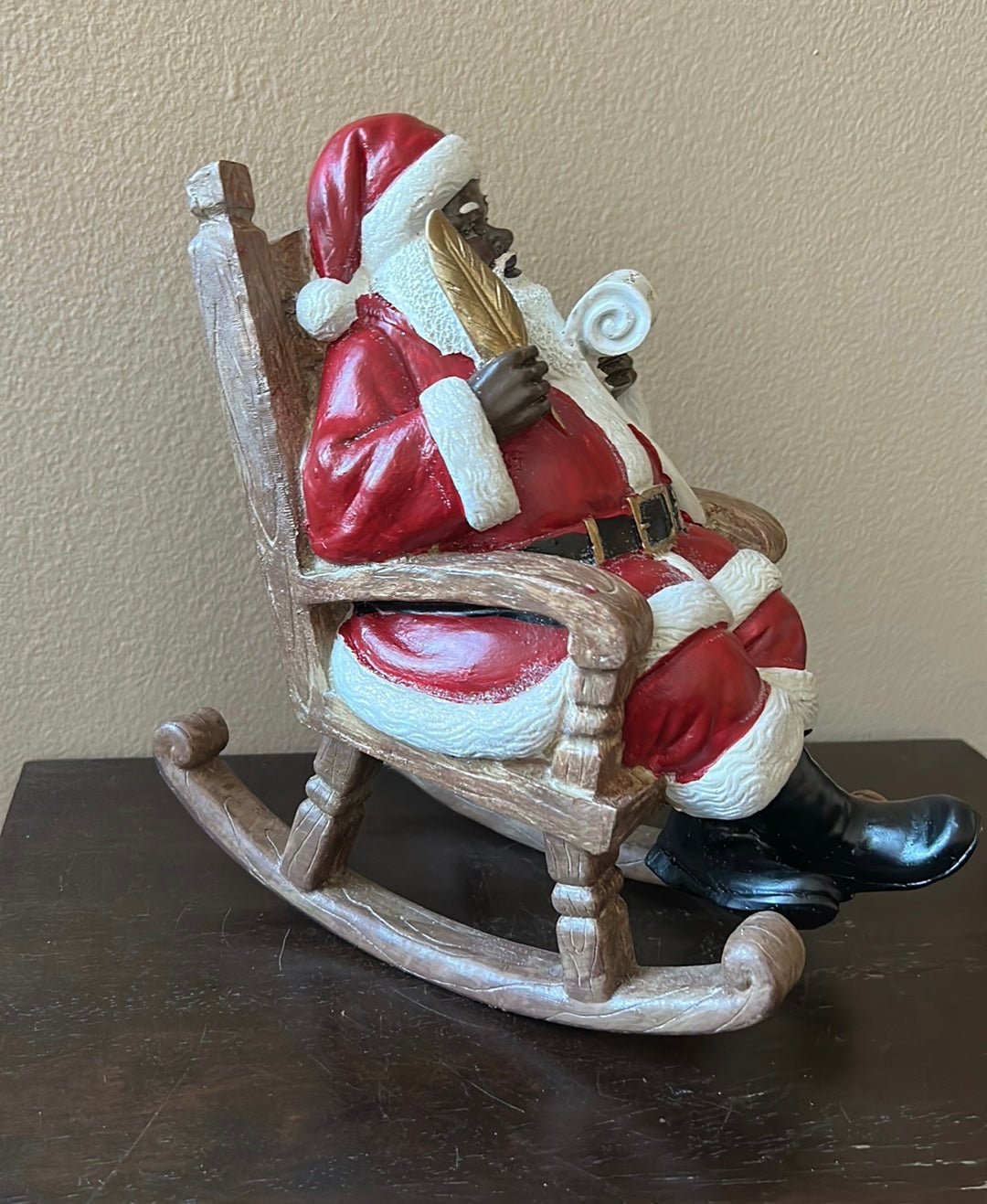 African American Santa Claus on Rocking Chair With His List New Christmas