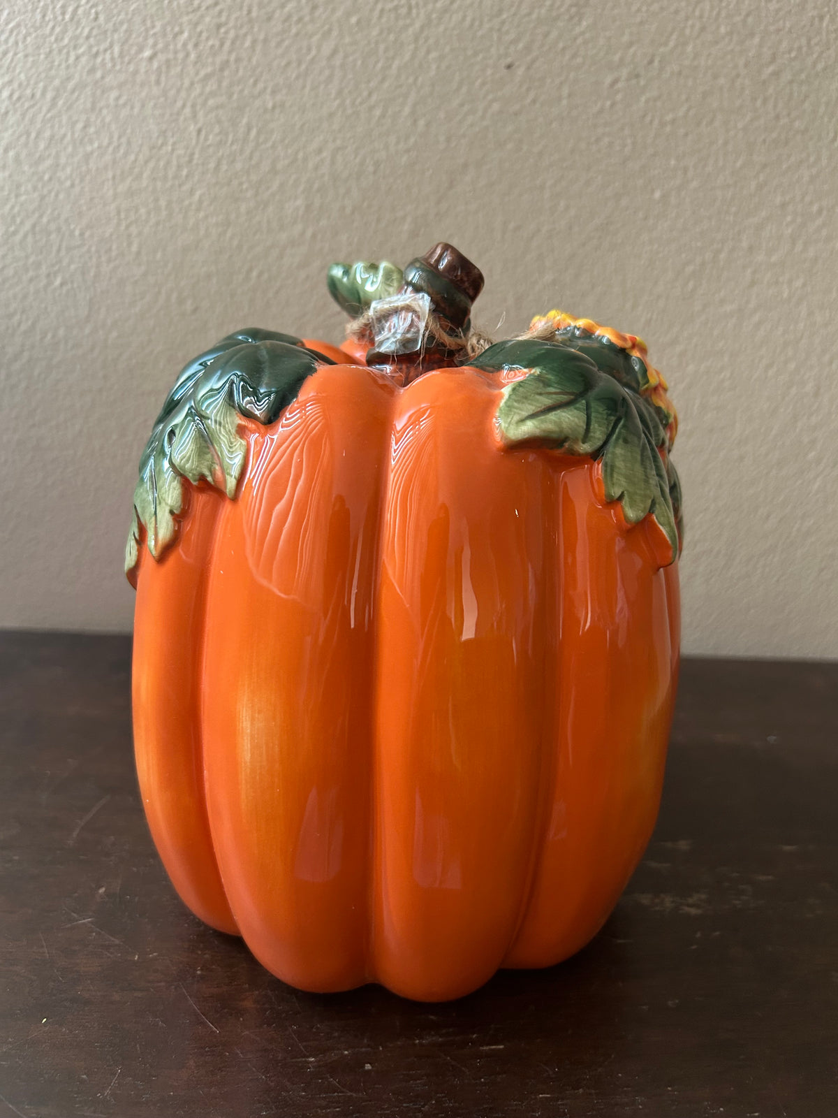 Fitz & Floyd Ceramic Pumpkin Orange Sunflower New Thanksgiving Decor