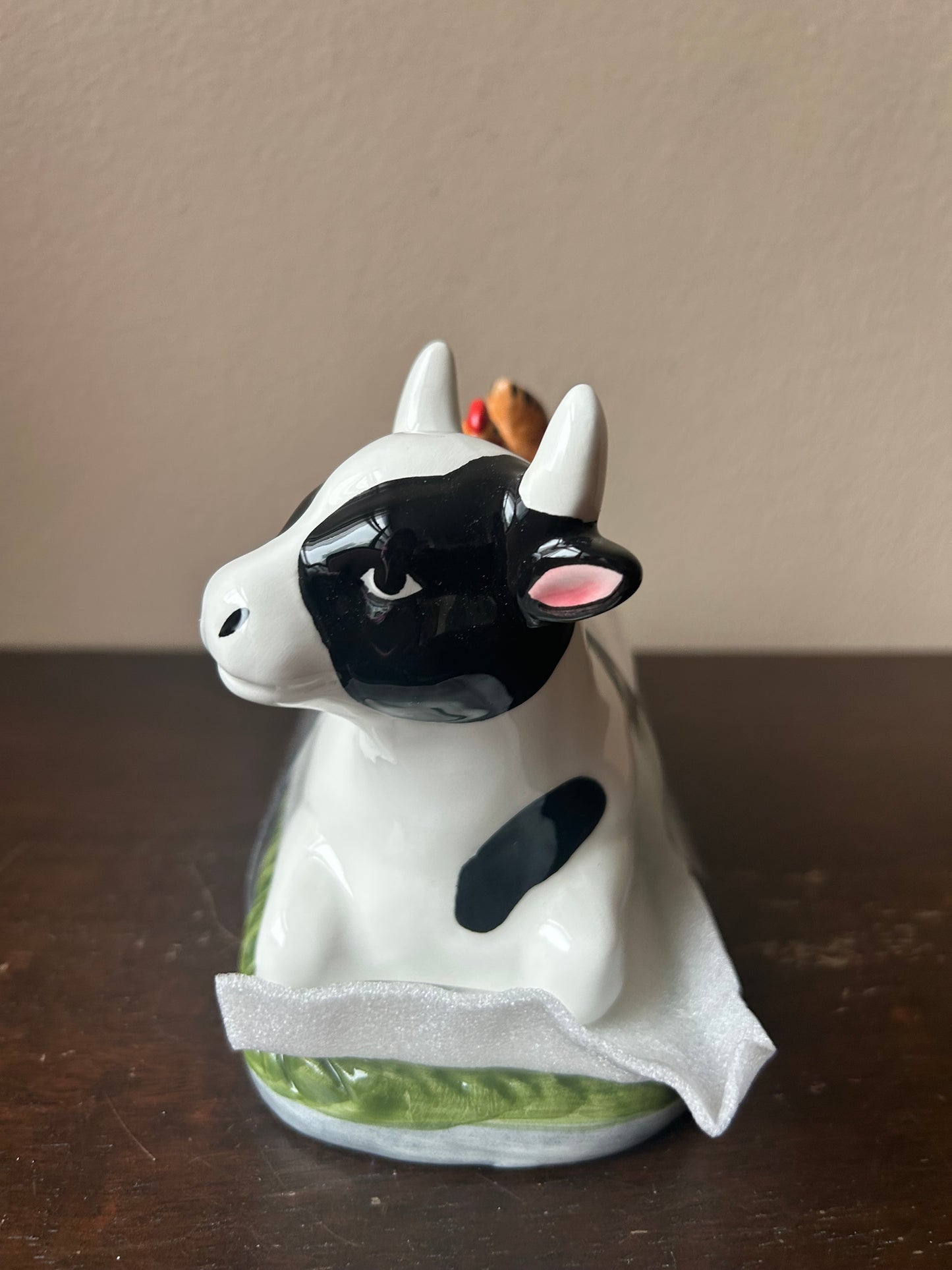 Farmers Market Cow Rooster Covered Butter Dish New