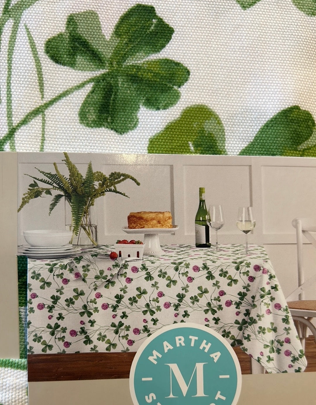 Martha Stewart St Patrick’s Day Tablecloth 3 Leaf Clover Floral