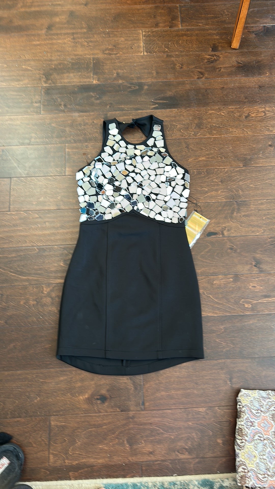 Wow Couture Womens Dress Bodycon Sz M Black With Mirrors ST2825 Party