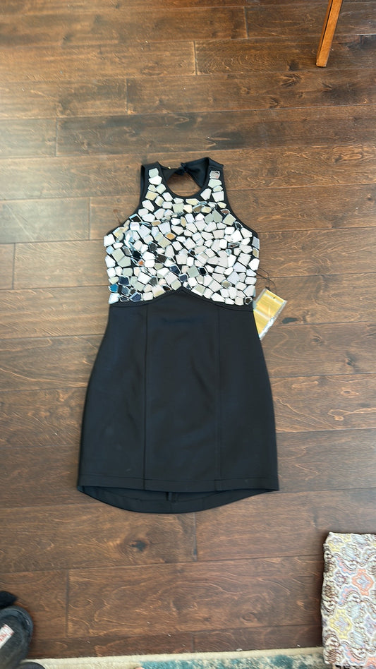 Wow Couture Womens Dress Bodycon Sz M Black With Mirrors ST2825 Party