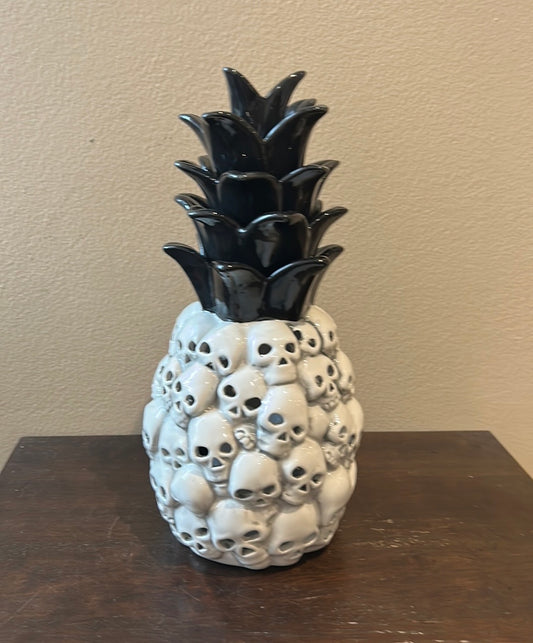 New Skull Face Pineapple Halloween Decor Tabletop Light Up 12” Tall