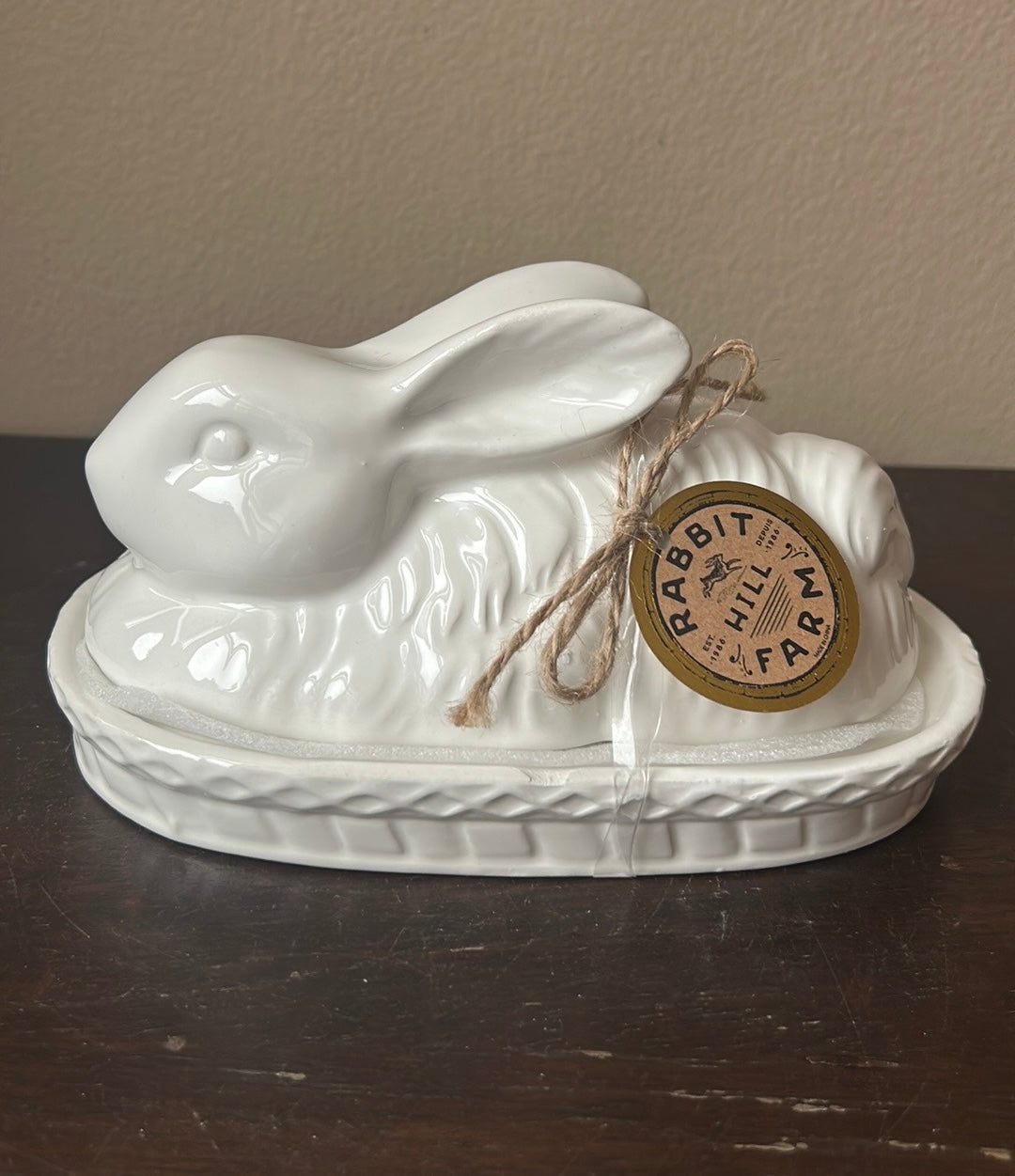 Arlington New Butter Dish With Lid  Easter Bunny White Ceramic