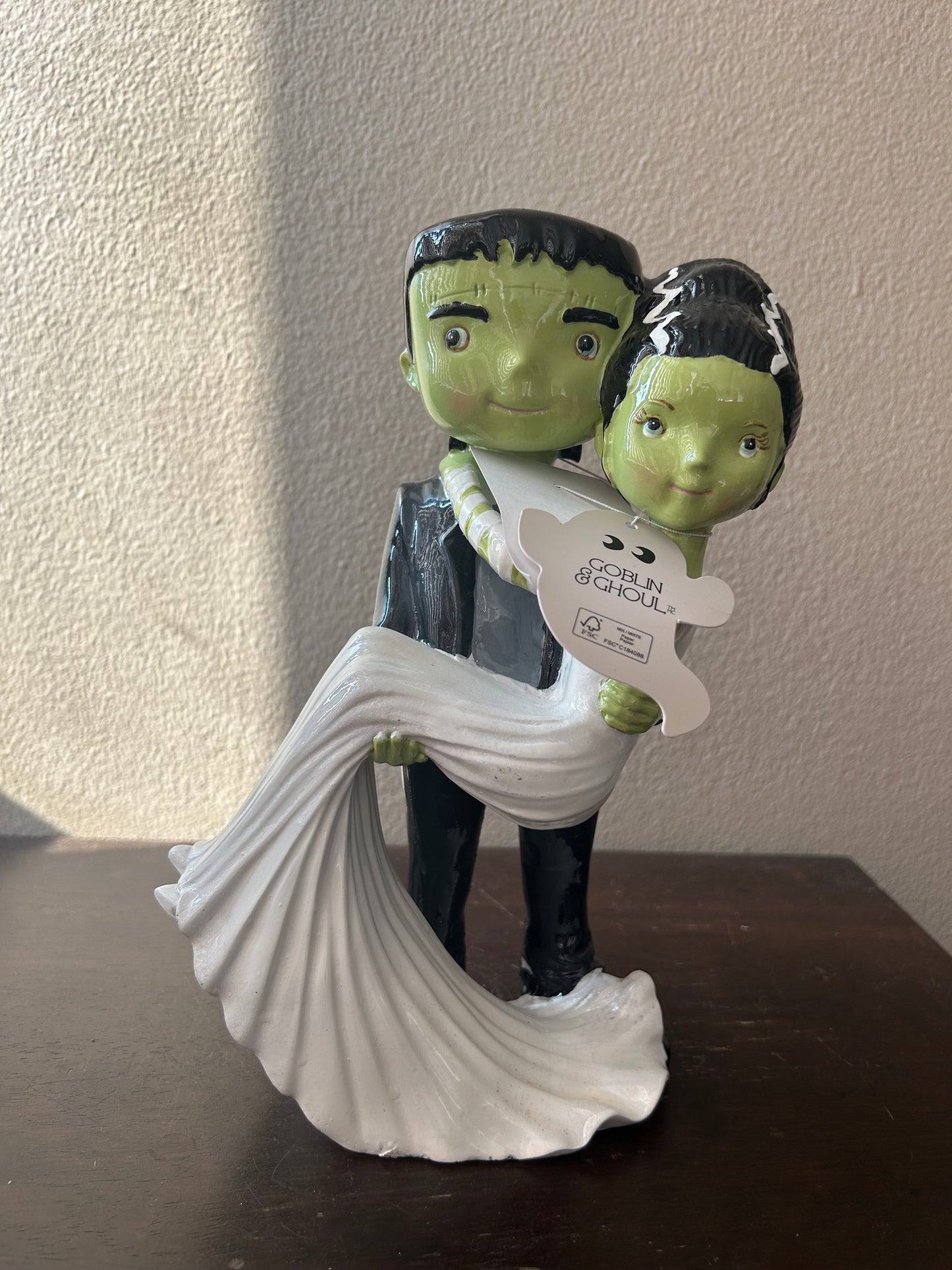 New Mr & Mrs Frankenstein couple Halloween Dancing Pose Figurine New 9.5” Tall