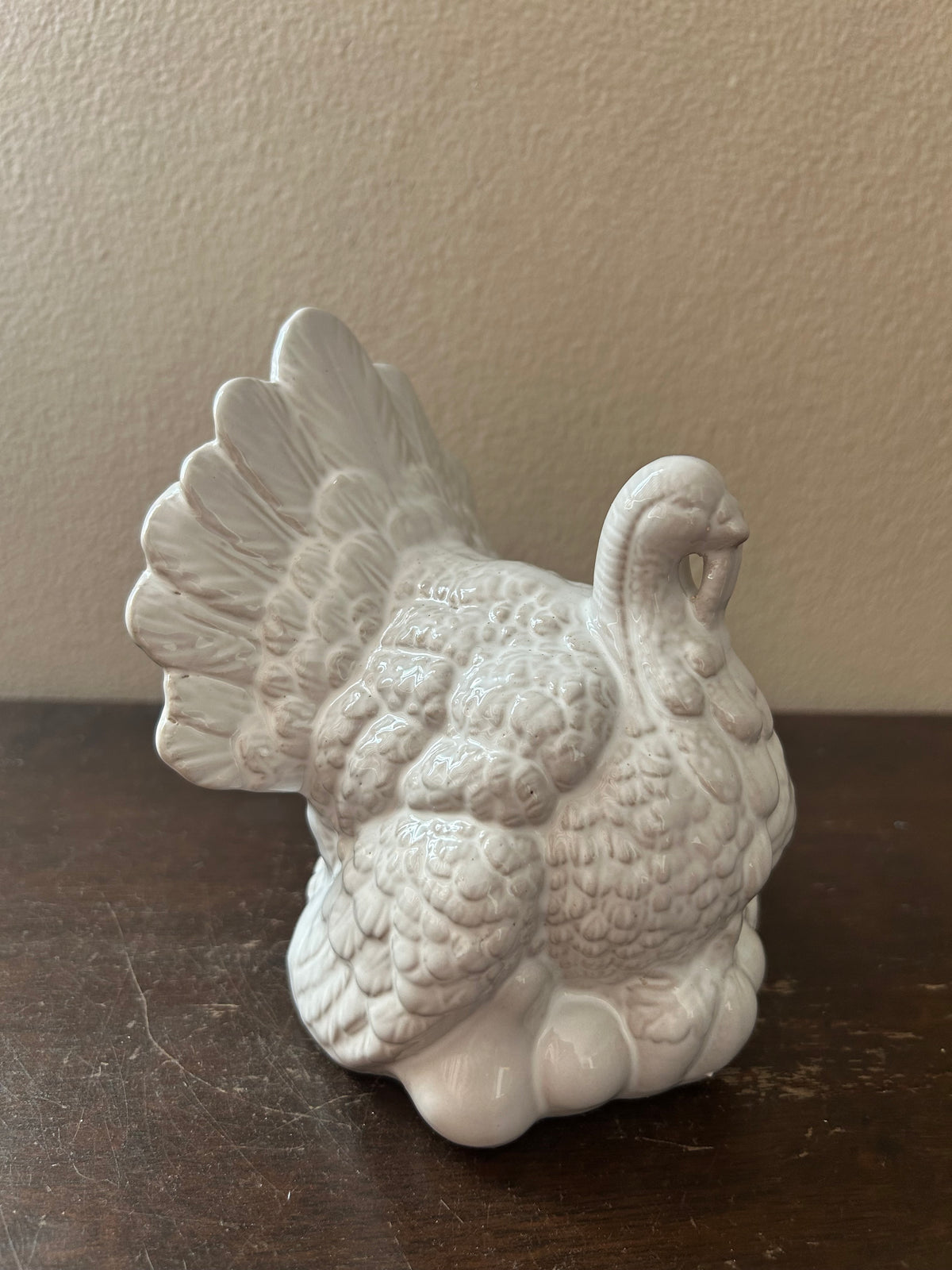 Ceramic Turkey White New Thanksgiving Decor 5 1/4” Figurine