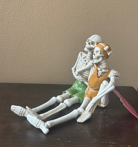 New Skeleton Couple In Swimsuits Halloween Figurine Summerween Shelf Sitters