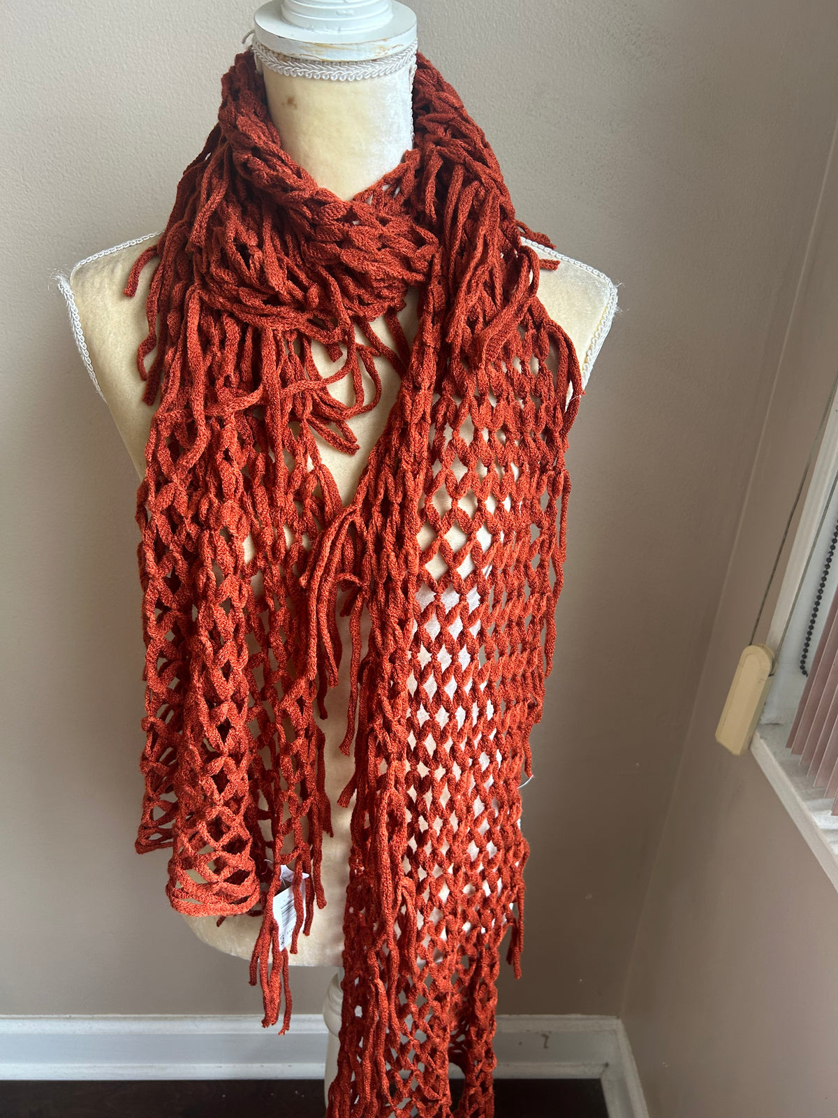 Bakers New Women’s Crochet Knit Scarf Rust 5001