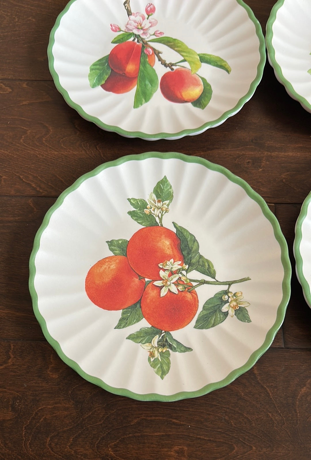 Rachel Ashwell Set Of 4 Appetizer Plates New Lemons Fruits Scalloped