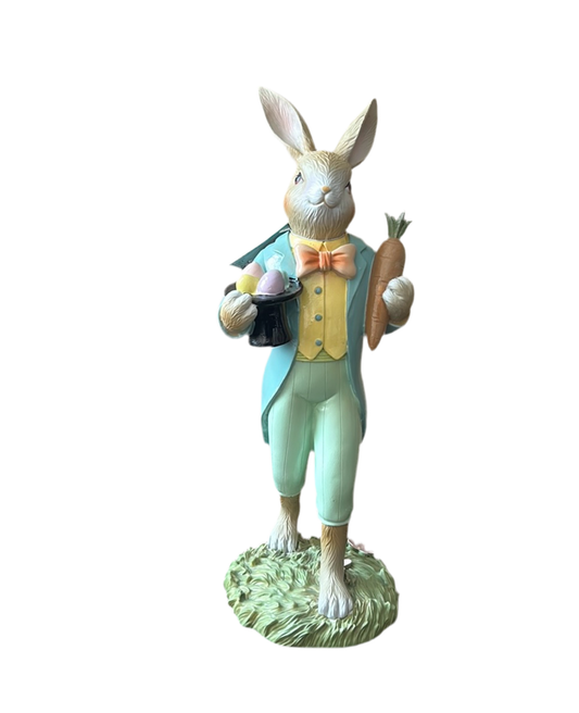 Tophat & Tail Easter Bunny New Figurine Madhatter Theme 16” Tall