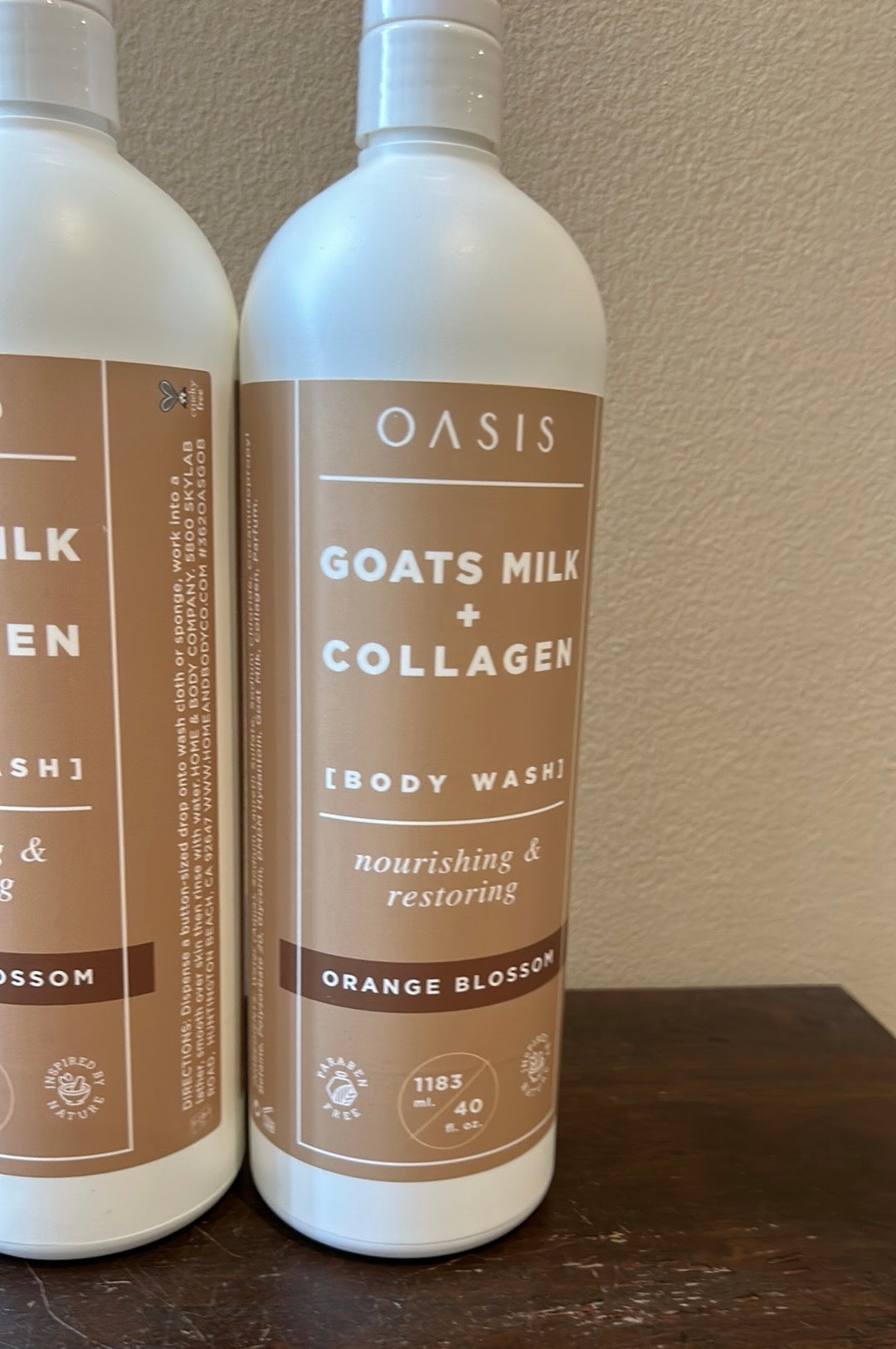 Set Of 2 Oasis Goats Milk Collagen Body Wash Orange Blossom JUMBO 40fl oz