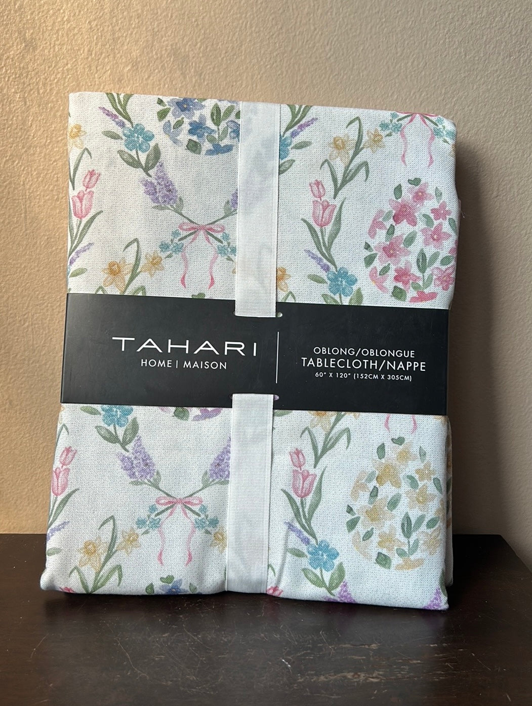 Tahari Tablecloth Spring Easter Eggs Floral New Pink Tulips New