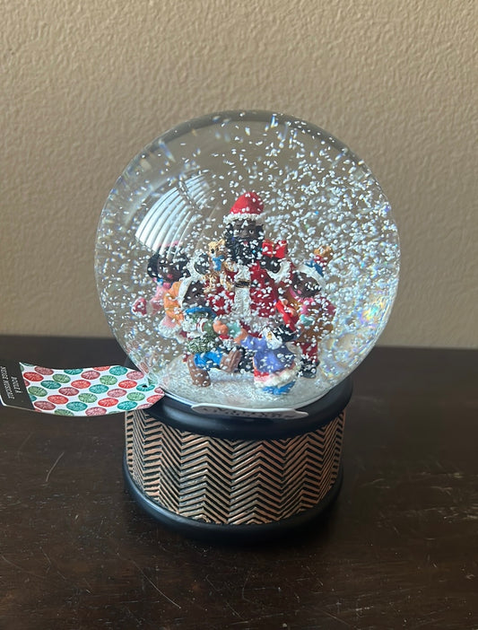 African American Santa With Kids Snow globe Musical New Christmas Holiday