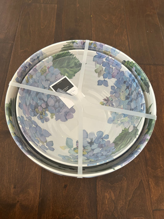 Rachel Ashwell Set Of 2 Serving Bowls New Hydrangeas Floral