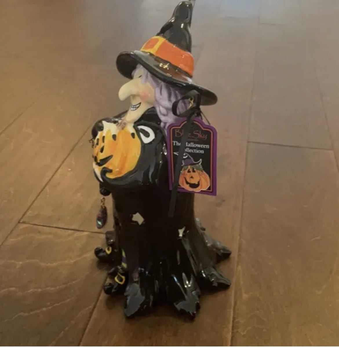 Blue Sky Halloween Witch Tea Light Candle Holder New