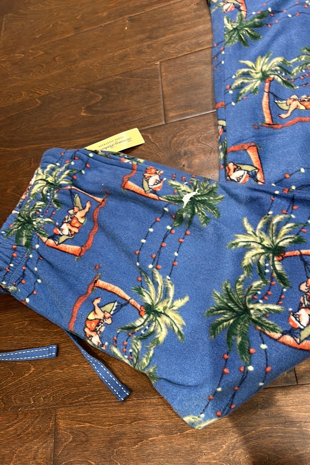 Tommy Bahama Men’s Pajama Pants Tropical Christmas Santa Sz M Fleece Palm Trees