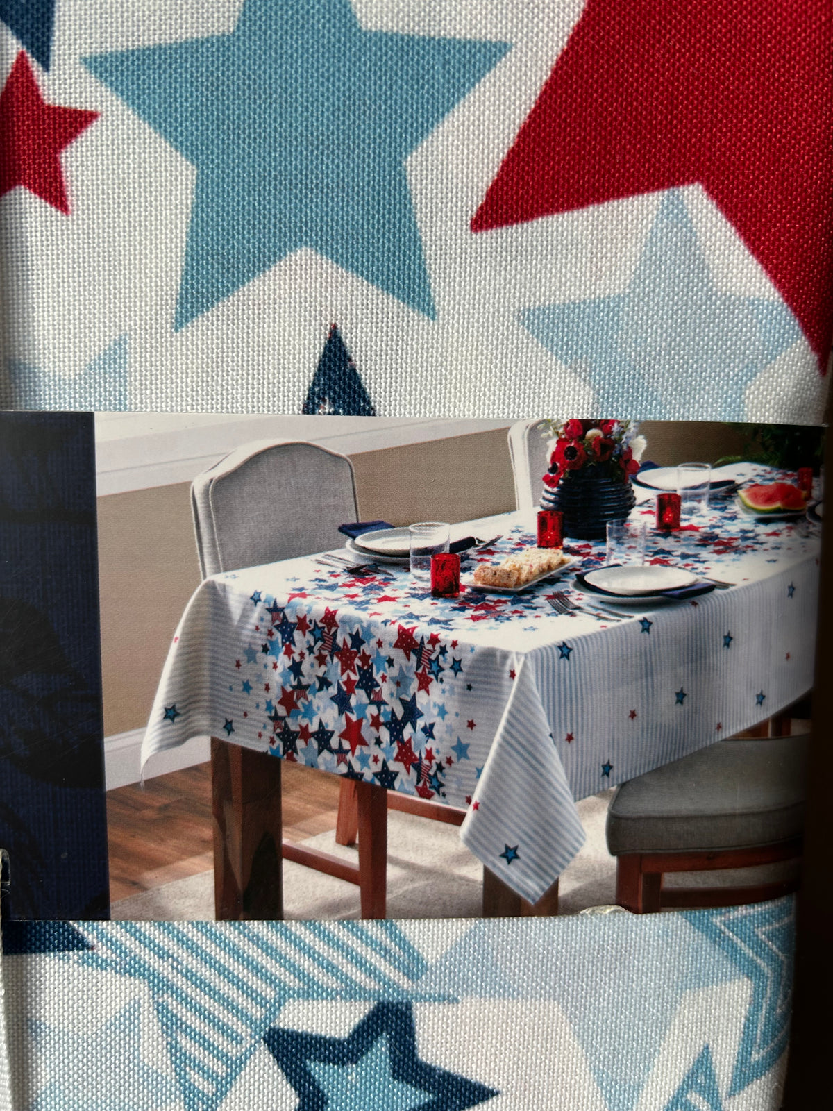 New Tommy Bahama Americana Tablecloth Floral Red White Blue Oblong 60”x84”