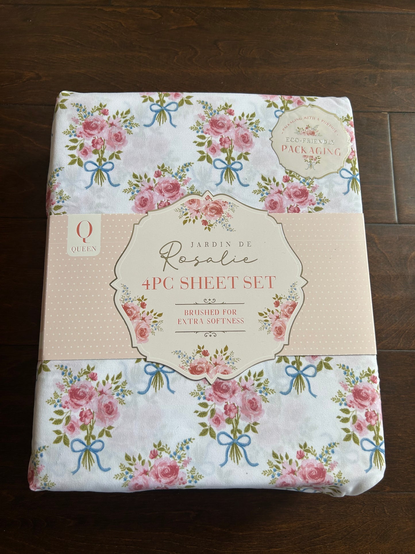 Jardin De Rosalie Queen Sheet Set New Rose Bouquet Floral