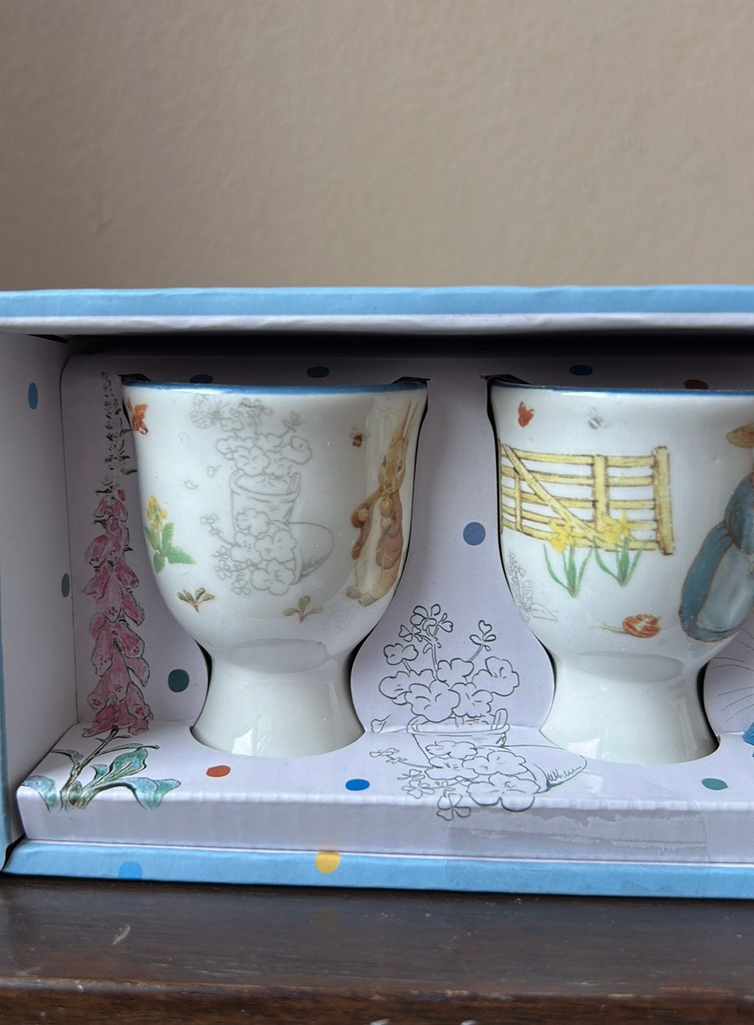 Beatrix Potter Peter Rabbit Boiled Egg Holder Mini Cup Spring Gift Set of 4 NEW