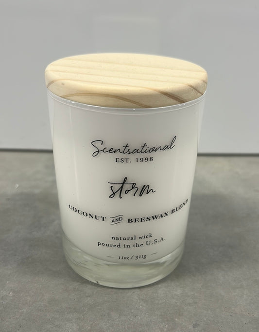 Scentsational Candle Storm  Glass Jar 11 Oz Coconut Beeswax New