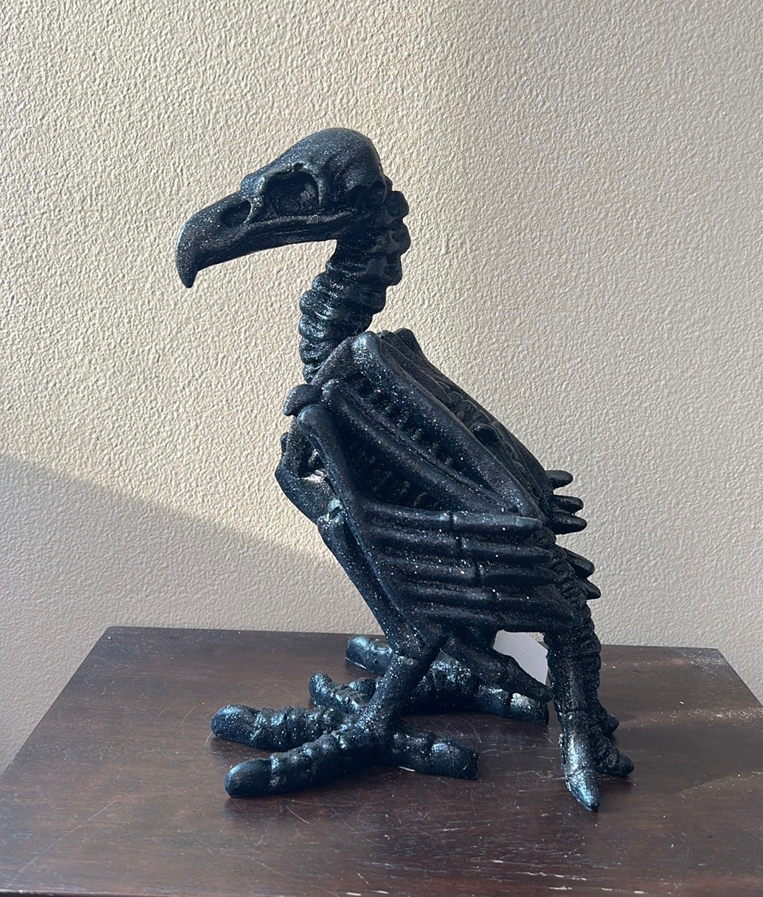 New Black Raven Crow Skeleton Halloween Tabletop Decor Light Up Eyes