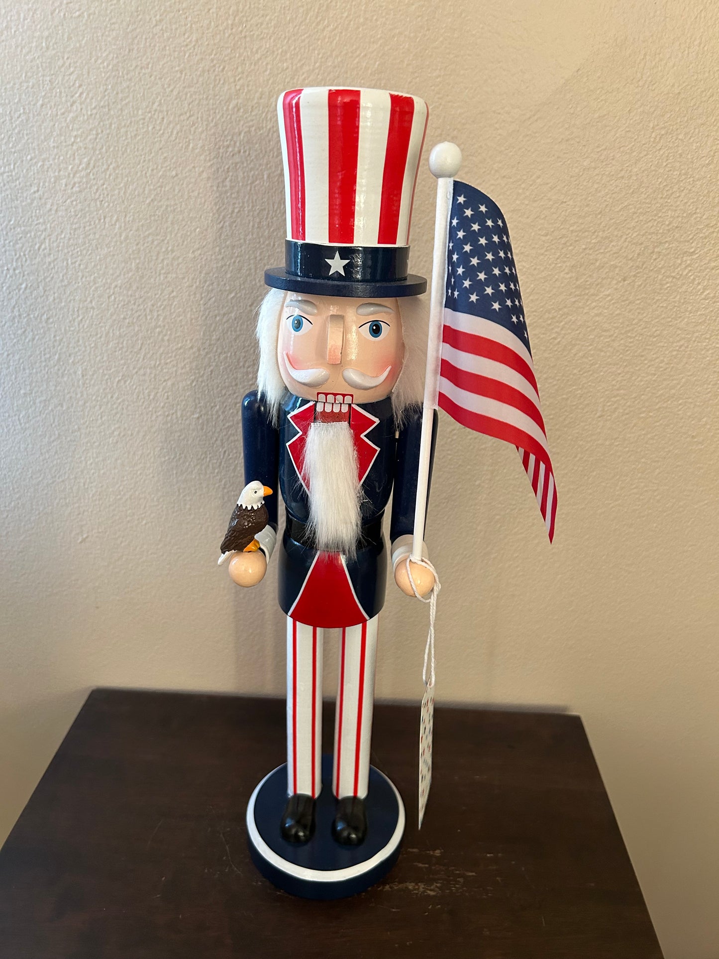 Stars & Stripes New Americana Wood Nutcracker With Eagle And Flag 17 3/4” Tall