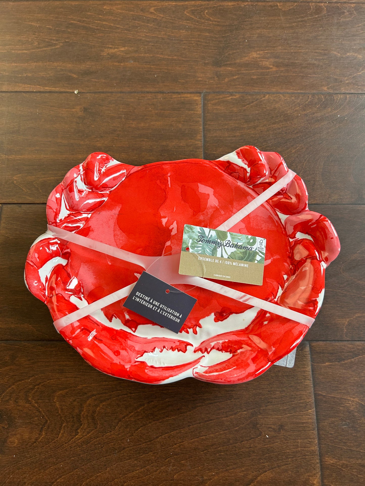 Tommy Bahama Appetizer Plates Set Of 4 Red Melamine Nautical