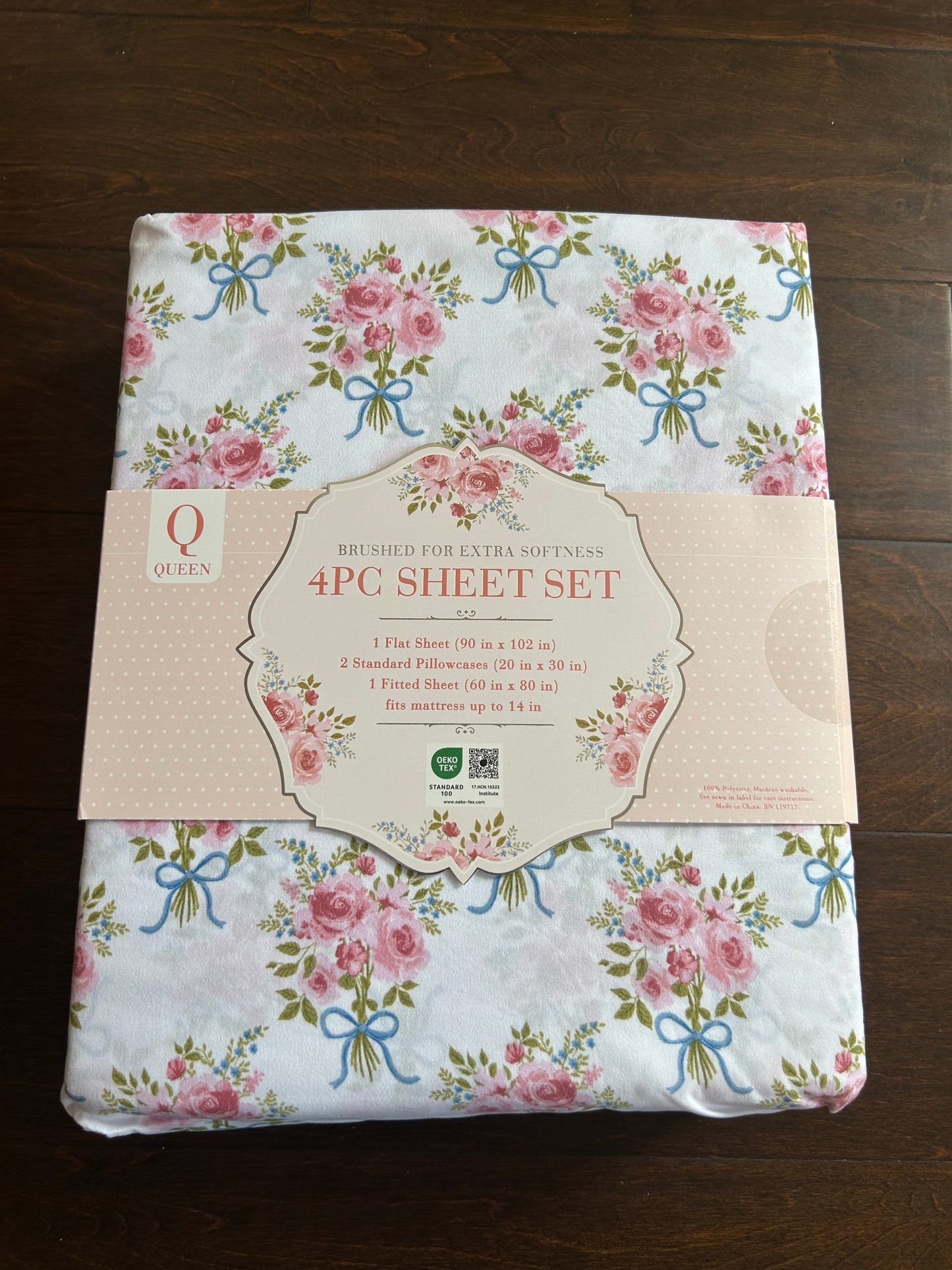 Jardin De Rosalie Queen Sheet Set New Rose Bouquet Floral
