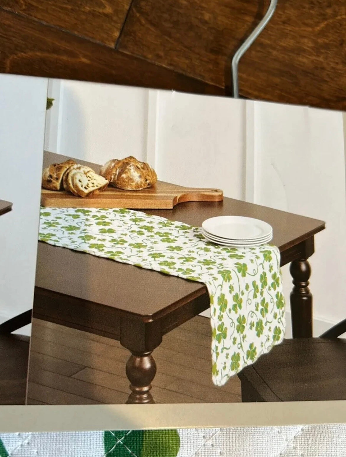 MARTHA STEWART Reversible Table Runner St Patrick’s Day Clover Quilted 14”x72”