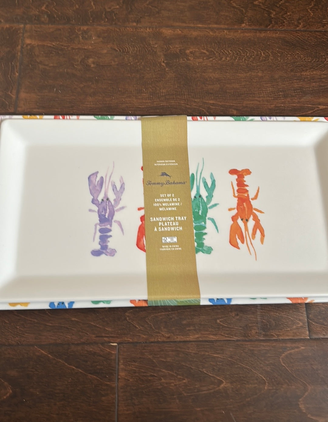 Set Of 2 2 LOBSTER  Melamine Tommy Bahama Serve Tray Platters Nautical  NEW