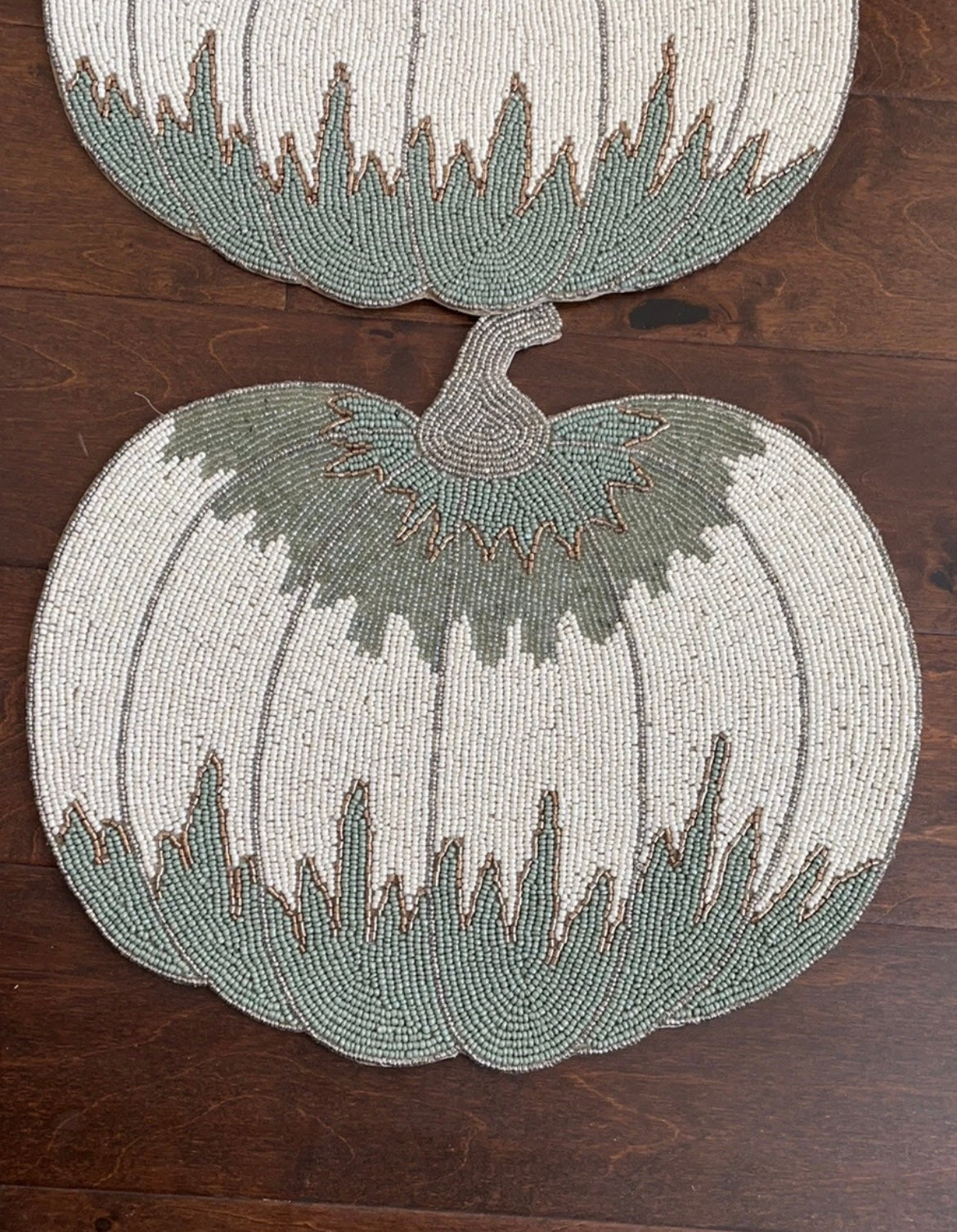 Nicole Miller Beaded Pumpkin Placemat Charger Centerpiece Set of 2 Fall 15" NEW