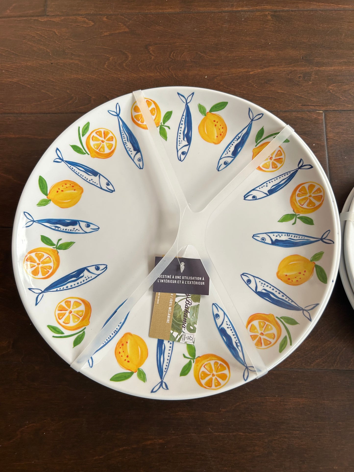 Tommy Bahama 8 Pc Dinnerware Set New Mediterranean Melamine Lemons Fish