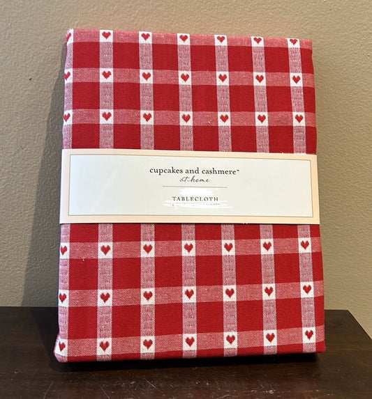 Cupcakes & Cashmere Valentines Day Hearts Red & White Tablecloth